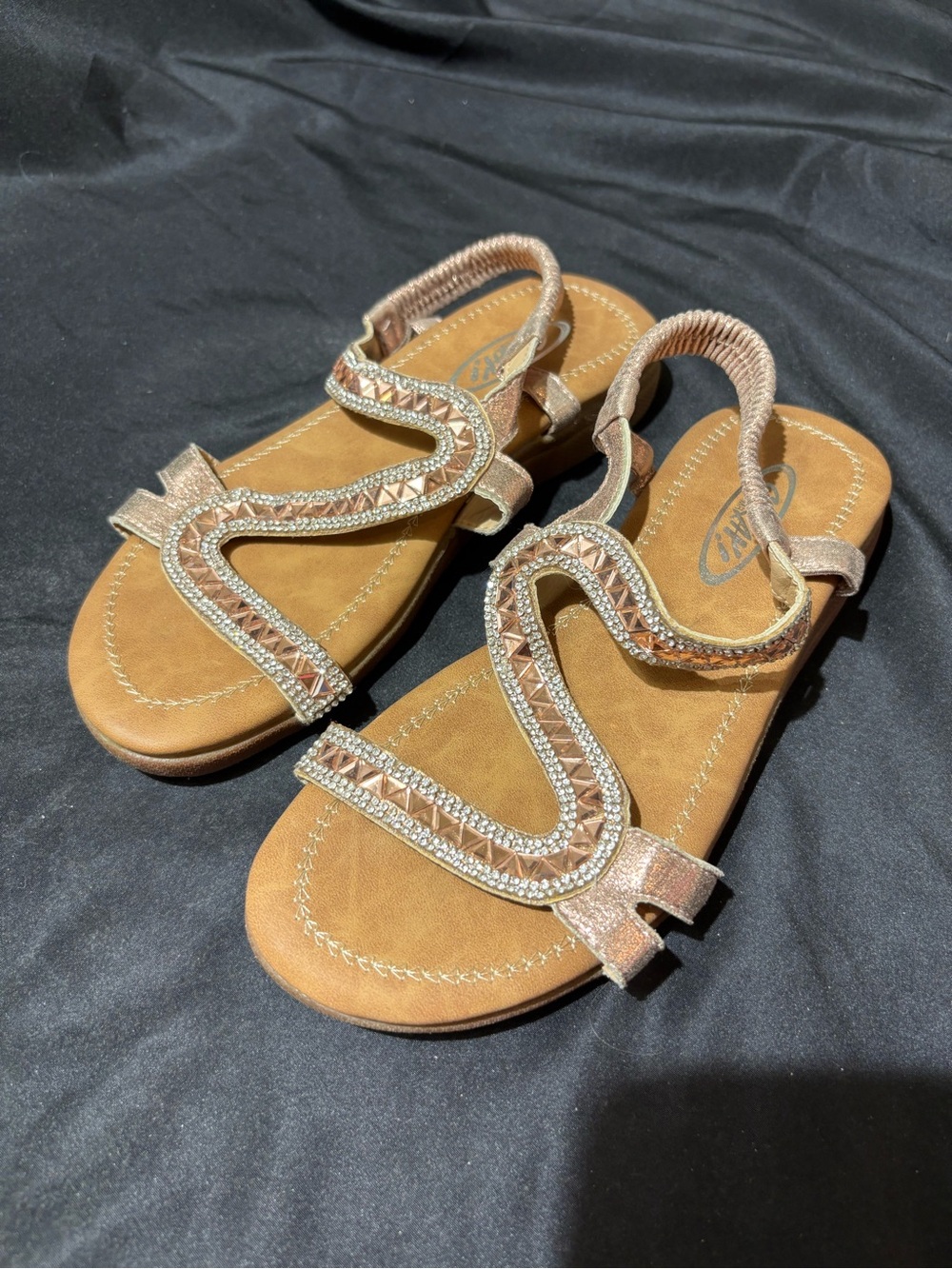 Women's Tan Jeweled Slingback Sandals